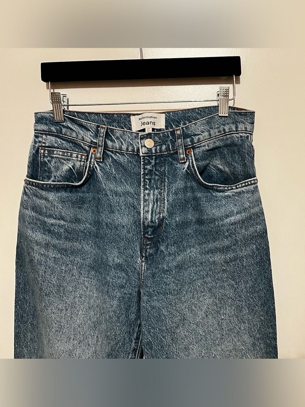 Reformation Val 90s Mis Rise Straight Jeans in Blue - Picture 4 of 6